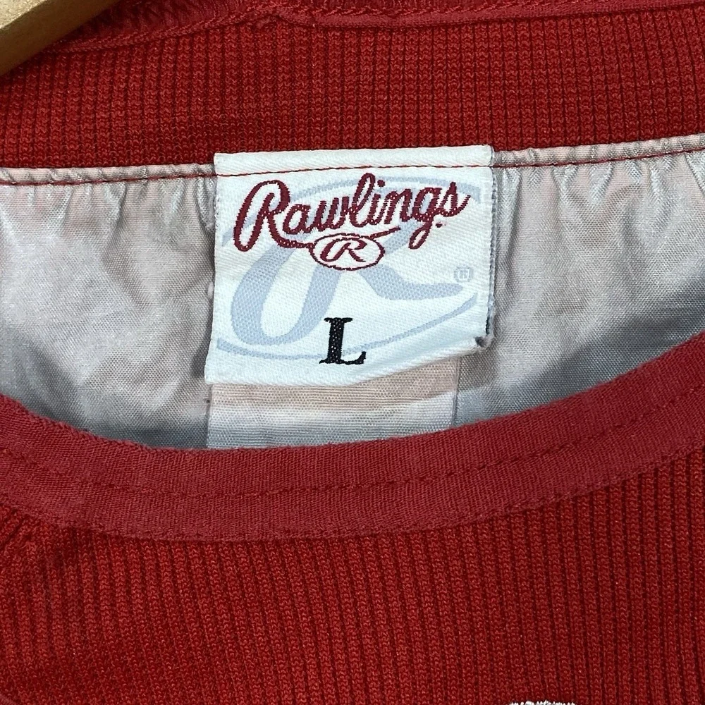 Rawlings Baseball Collegiate #12‎ V-Neck Warmup Jacket Sz L Slash Pockets - Picture 6 of 8
